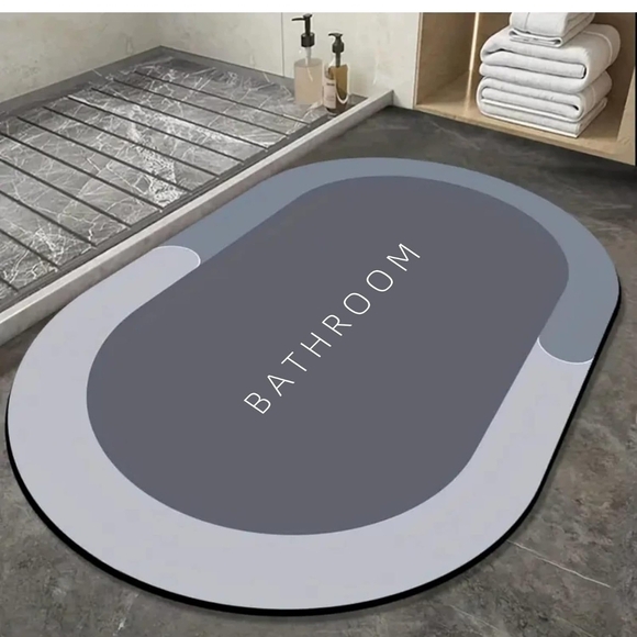Blue Oval Bathroom Mat - Picture 1 of 6